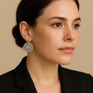 Liz Palacios Florette Leverback Earrings Made With Swarovski Crystals Brass Tone
